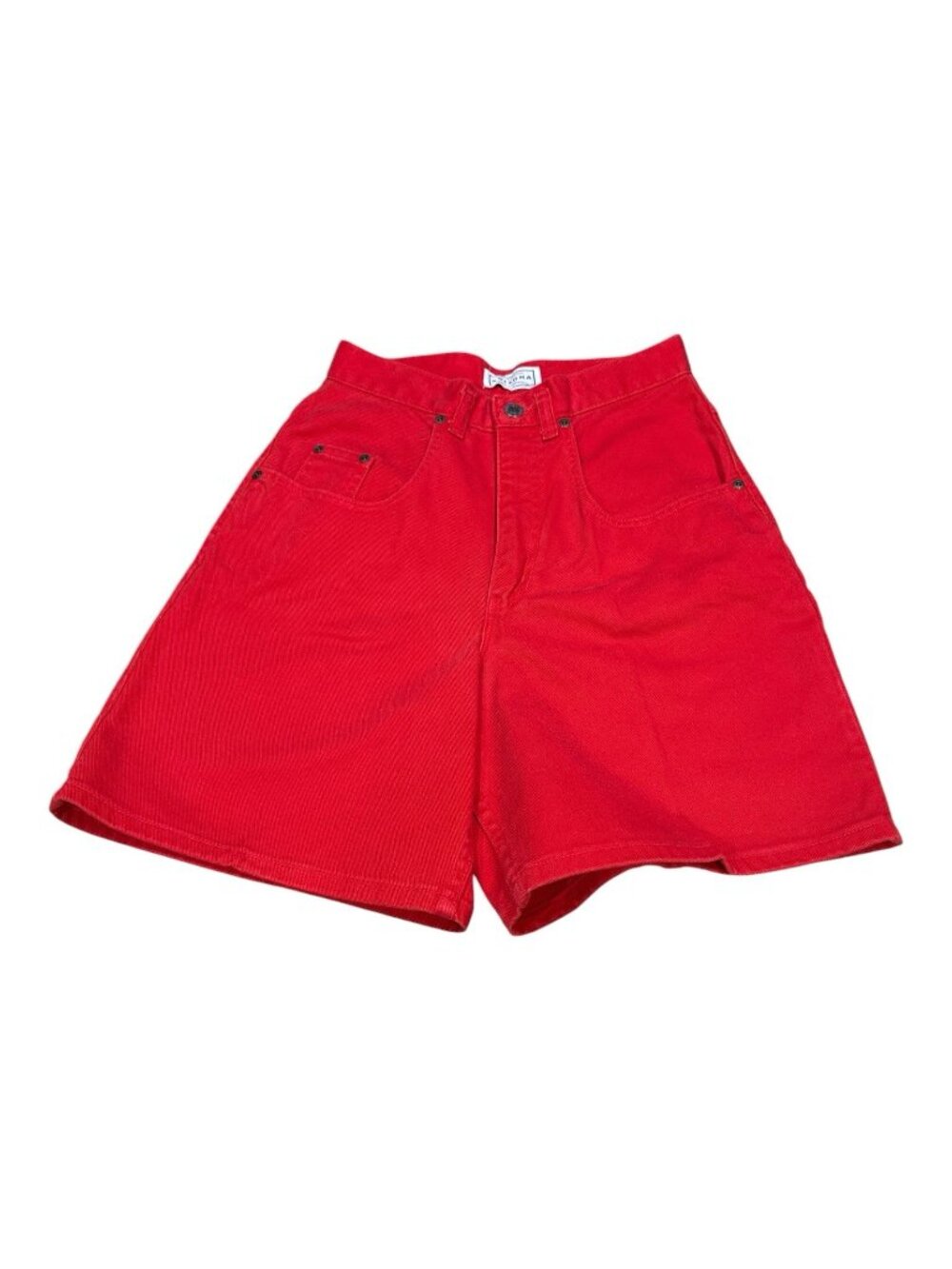 Vintage Arizona Jean Denim Shorts Women Size Blue 9 Red Jorts 80s 90s